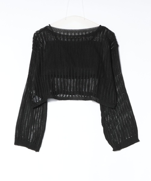 3.3 Field Trip (3.3フィールドトリップ)の「3.3 Field Trip/インナー付きメッシュトップ(ニット/セーター・レディース・ベージュ/ブラック・FREE)」の17枚目の写真