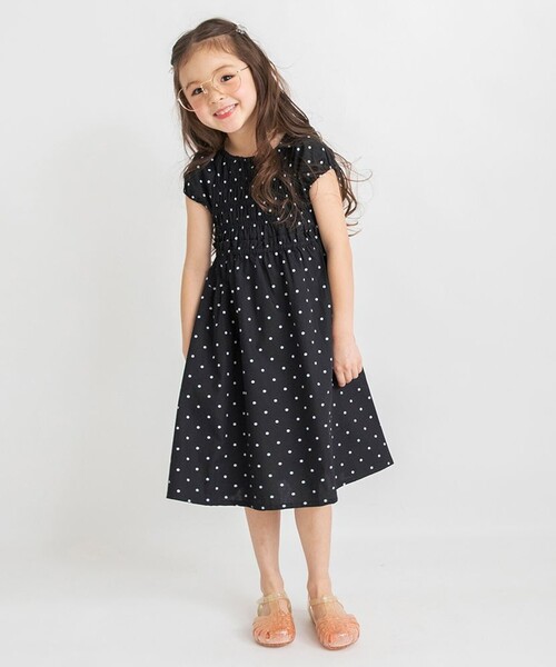 BRANSHES（ブランシェス）の「【ときめきワンピース】シャーリング半袖ワンピース（ワンピース・キッズ・ブルー/カラフル/ピンク・130/100/120/110/80/150/90/140）」の3枚目の写真