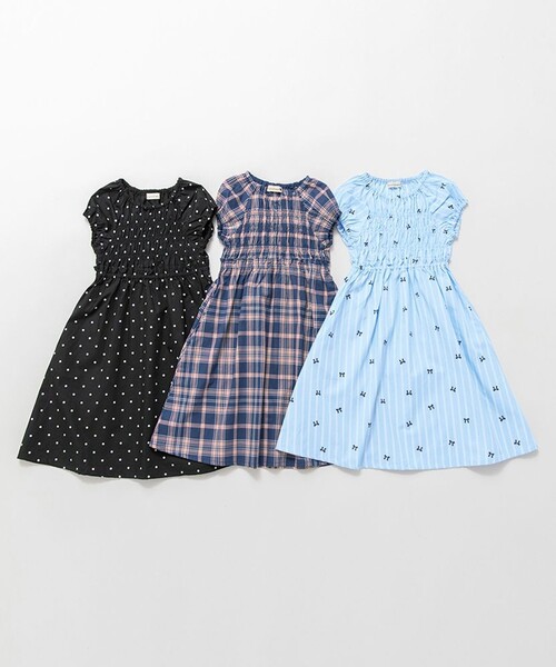 BRANSHES（ブランシェス）の「【ときめきワンピース】シャーリング半袖ワンピース（ワンピース・キッズ・ブルー/カラフル/ピンク・130/100/120/110/80/150/90/140）」の14枚目の写真