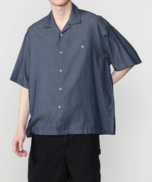 GYMPHLEX | Gymphlex | シアーインディゴ 半袖オープンカラーシャツ MEN(シャツ/ブラウス)