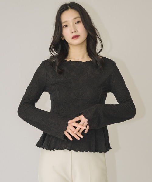 NEUNA(ヌナ)の「オールレースペプラムトップス(Tシャツ/カットソー・レディース・ブラック/アイボリー・FREE)」の16枚目の写真