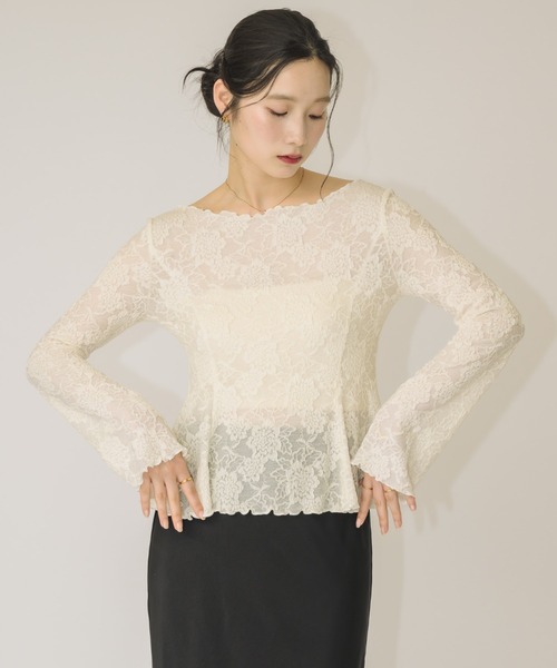 NEUNA(ヌナ)の「オールレースペプラムトップス(Tシャツ/カットソー・レディース・ブラック/アイボリー・FREE)」の10枚目の写真