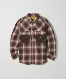 Zig-Zag Stitch Check shirts (BROWN)