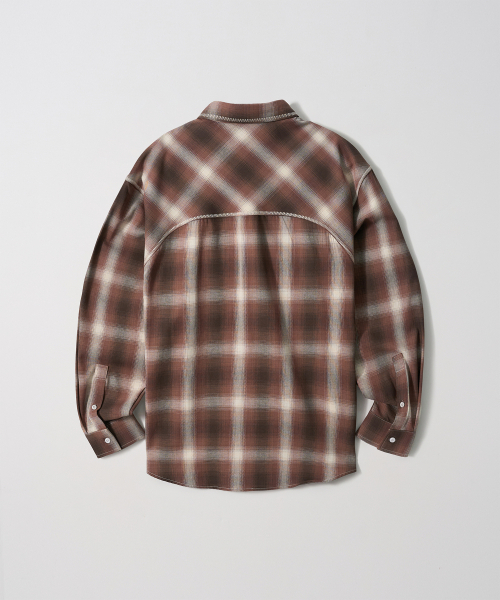 GARMENTS FAB（ガーメンツファブ）の「Zig-Zag Stitch Check shirts (BROWN)（シャツ/ブラウス・レディース・その他・MEDIUM/LARGE）」の2枚目の写真