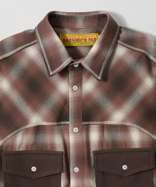 GARMENTS FAB（ガーメンツファブ）の「Zig-Zag Stitch Check shirts (BROWN)（シャツ/ブラウス・レディース・その他・MEDIUM/LARGE）」の3枚目の写真