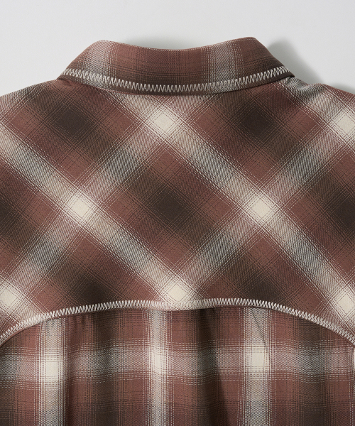 GARMENTS FAB（ガーメンツファブ）の「Zig-Zag Stitch Check shirts (BROWN)（シャツ/ブラウス・レディース・その他・MEDIUM/LARGE）」の5枚目の写真