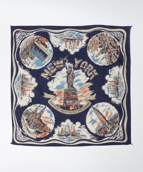 SHIPS(シップス)の「BINDU: 64cm PRINT BANDANA(バンダナ/スカーフ・メンズ・ベージュ/ネイビー・ONE SIZE)」の2枚目の写真