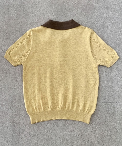 Teem Store(チームストア)の「【4色展開】配色デザイン 半袖ポロニット サマーニット(Tシャツ/カットソー・レディース・ネイビー/イエロー/ベージュ/グレー・F)」の19枚目の写真