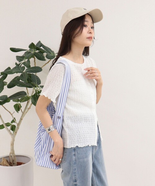 fredy emue(フレディエミュ)の「ポコポコ前開きプルオーバーカットソー(Tシャツ/カットソー・レディース・ミント/ブラック/オフホワイト・38)」の8枚目の写真