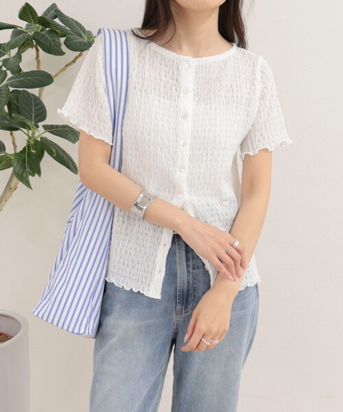 fredy emue(フレディエミュ)の「ポコポコ前開きプルオーバーカットソー(Tシャツ/カットソー・レディース・ミント/ブラック/オフホワイト・38)」の9枚目の写真