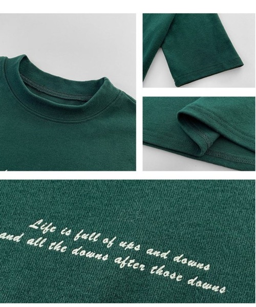 Lips（リップス）の「シンプルなのに上品見え！さりげないメッセージロゴで大人かわいい万能Tシャツ（Tシャツ/カットソー・レディース・ホワイト/ブラック/グリーン・FREE）」の12枚目の写真