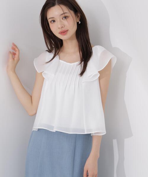 PROPORTION BODY DRESSING（プロポーションボディドレッシング）の「ラッフルスリーブブラウス / 1216210501（シャツ/ブラウス・レディース・ライトグリーン/ホワイト・FREE）」の2枚目の写真