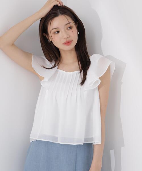 PROPORTION BODY DRESSING（プロポーションボディドレッシング）の「ラッフルスリーブブラウス / 1216210501（シャツ/ブラウス・レディース・ライトグリーン/ホワイト・FREE）」の3枚目の写真