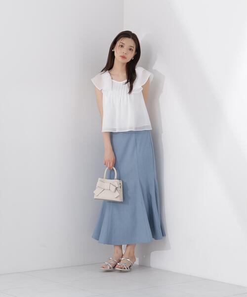 PROPORTION BODY DRESSING（プロポーションボディドレッシング）の「ラッフルスリーブブラウス / 1216210501（シャツ/ブラウス・レディース・ライトグリーン/ホワイト・FREE）」の4枚目の写真