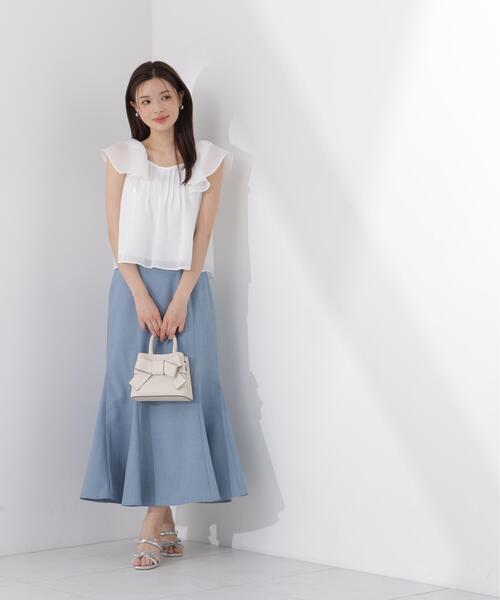 PROPORTION BODY DRESSING（プロポーションボディドレッシング）の「ラッフルスリーブブラウス / 1216210501（シャツ/ブラウス・レディース・ライトグリーン/ホワイト・FREE）」の5枚目の写真