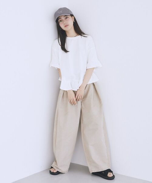 earth music&ecology（アースミュージックアンドエコロジー）の「ピグメントフリルTシャツ（Tシャツ/カットソー・レディース・オフホワイト/チャコールグレー/ピンク・FREE）」の20枚目の写真