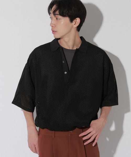 LAKOLE(ラコレ)の「ニットメッシュポロ / 805958(ポロシャツ・メンズ・ブラック/ブルー・MEDIUM/LARGE)」の4枚目の写真