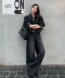 セール】シングルブレストポケット付きデニム2点セットアップ