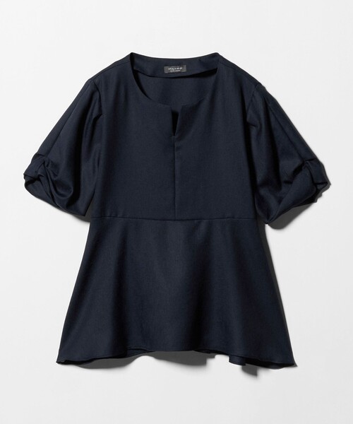 A DAY IN THE LIFE UNITED ARROWS(アデイインザライフユナイテッドアローズ)の「ツイル ペプラム ツイストスリーブブラウス <A DAY IN THE LIFE>(シャツ/ブラウス・レディース・ネイビー/その他1/ナチュラル/ライトブルー・FREE)」の4枚目の写真