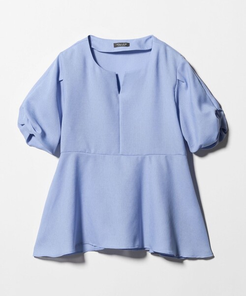 A DAY IN THE LIFE UNITED ARROWS(アデイインザライフユナイテッドアローズ)の「ツイル ペプラム ツイストスリーブブラウス <A DAY IN THE LIFE>(シャツ/ブラウス・レディース・ネイビー/その他1/ナチュラル/ライトブルー・FREE)」の3枚目の写真