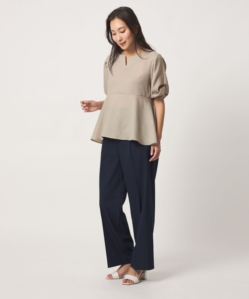 A DAY IN THE LIFE UNITED ARROWS(アデイインザライフユナイテッドアローズ)の「ツイル ペプラム ツイストスリーブブラウス <A DAY IN THE LIFE>(シャツ/ブラウス・レディース・ネイビー/その他1/ナチュラル/ライトブルー・FREE)」の6枚目の写真
