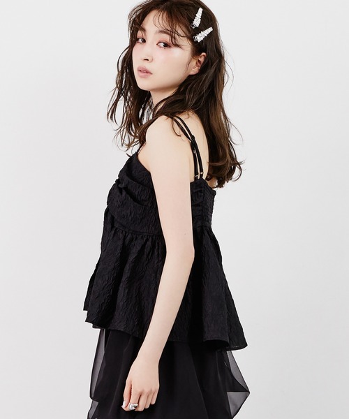 Tiny EDEN(タイニーエデン)の「リボンギャザーキャミソールトップス(シャツ/ブラウス・レディース・ブラック/ピンク・FREE)」の7枚目の写真