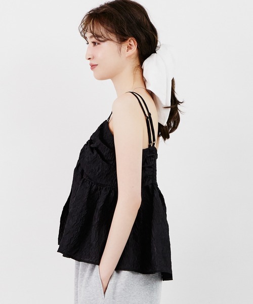 Tiny EDEN(タイニーエデン)の「リボンギャザーキャミソールトップス(シャツ/ブラウス・レディース・ブラック/ピンク・FREE)」の11枚目の写真