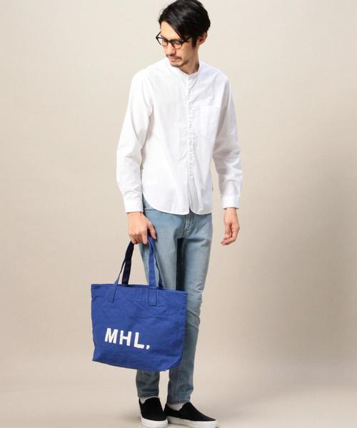 MHL.(エムエイチエル)の「<MHL.> 32 CANVAS LOGO TOTE/トートバッグ(トートバッグ・メンズ・オフホワイト/ロイヤルブルー・FREE)」の3枚目の写真