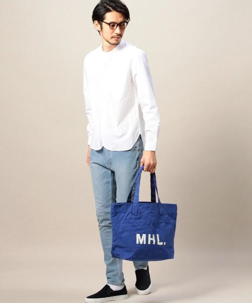 MHL.(エムエイチエル)の「<MHL.> 32 CANVAS LOGO TOTE/トートバッグ(トートバッグ・メンズ・オフホワイト/ロイヤルブルー・FREE)」の4枚目の写真