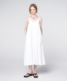 Cotton V-Neck Pocket Slip Dress White
