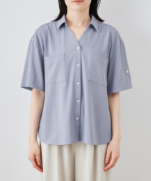 ROPE' PICNIC(ロペピクニック)の「【ちゃんと+かわいい保証】カットジョーゼットスキッパーブラウス/UVケア・接触冷感・防シワ(シャツ/ブラウス・レディース・サックスブルー/ベージュ/ブラック/オフホワイト/ブラウン・FREE)」の20枚目の写真