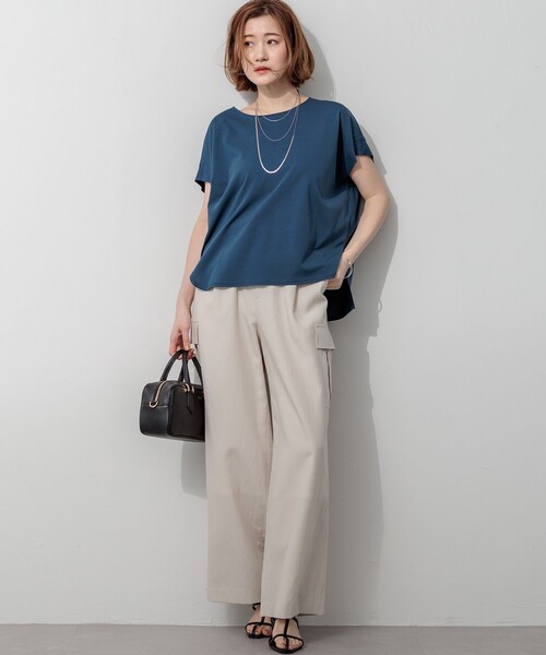 23区 L（ニジュウサンクオオキイサイズ）の「ツイストコットンプレーティング フレンチスリーブ カットソー（Tシャツ/カットソー・レディース・グレー系/ローズ系/ダルブルー系/ブラック系/ホワイト系・44/46）」の7枚目の写真