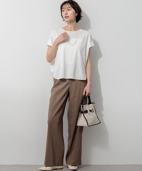 23区 L（ニジュウサンクオオキイサイズ）の「ツイストコットンプレーティング フレンチスリーブ カットソー（Tシャツ/カットソー・レディース・グレー系/ローズ系/ダルブルー系/ブラック系/ホワイト系・44/46）」の13枚目の写真