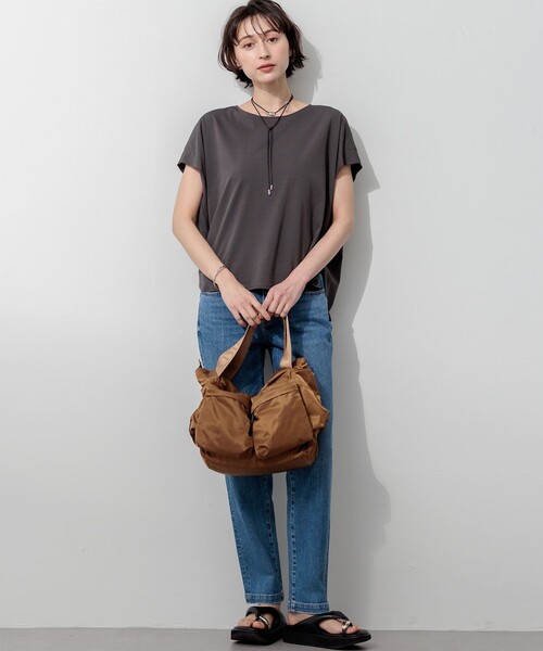 23区 L（ニジュウサンクオオキイサイズ）の「ツイストコットンプレーティング フレンチスリーブ カットソー（Tシャツ/カットソー・レディース・グレー系/ローズ系/ダルブルー系/ブラック系/ホワイト系・44/46）」の14枚目の写真