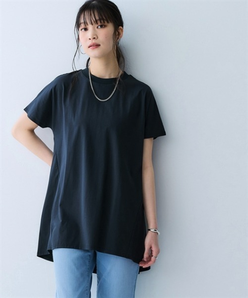 nissen（ニッセン）の「軽量さらさらカットソーゆるシルエットチュニック（吸汗速乾）＜大きいサイズ有＞（その他トップス・レディース・グリーン/ダークグレー/ピンク/ブラック/ネイビー・3L/S/LL/L/M）」の4枚目の写真