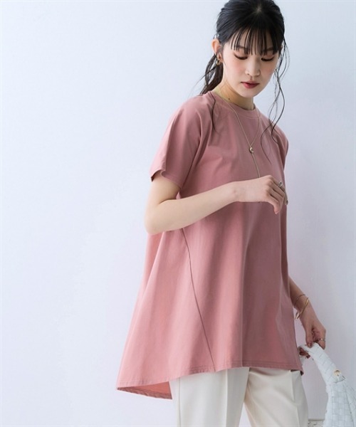 nissen（ニッセン）の「軽量さらさらカットソーゆるシルエットチュニック（吸汗速乾）＜大きいサイズ有＞（その他トップス・レディース・グリーン/ダークグレー/ピンク/ブラック/ネイビー・3L/S/LL/L/M）」の5枚目の写真