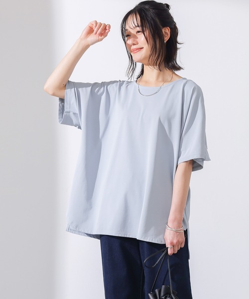n'OrLABEL(ノアールレーベル)の「【汗じみ防止・UVカット・吸水速乾・遮熱効果】多機能バックフリルカットソー(Tシャツ/カットソー・レディース・オフホワイト/チャコール/ライトブルー・FREE)」の12枚目の写真