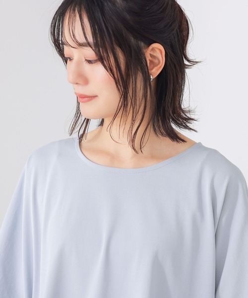 n'OrLABEL(ノアールレーベル)の「【汗じみ防止・UVカット・吸水速乾・遮熱効果】多機能バックフリルカットソー(Tシャツ/カットソー・レディース・オフホワイト/チャコール/ライトブルー・FREE)」の13枚目の写真