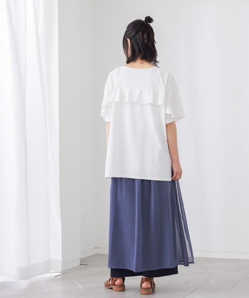 n'OrLABEL(ノアールレーベル)の「【汗じみ防止・UVカット・吸水速乾・遮熱効果】多機能バックフリルカットソー(Tシャツ/カットソー・レディース・オフホワイト/チャコール/ライトブルー・FREE)」の19枚目の写真