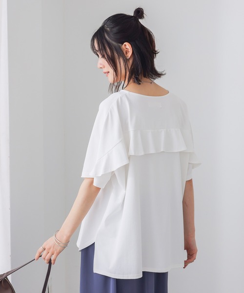 n'OrLABEL(ノアールレーベル)の「【汗じみ防止・UVカット・吸水速乾・遮熱効果】多機能バックフリルカットソー(Tシャツ/カットソー・レディース・オフホワイト/チャコール/ライトブルー・FREE)」の20枚目の写真