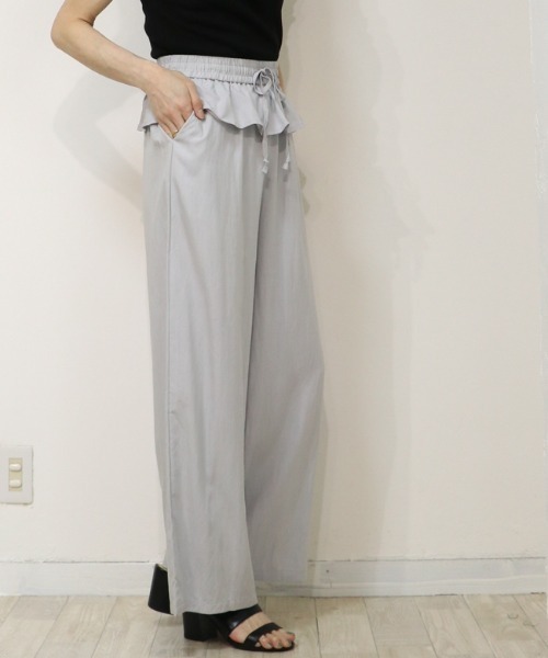 DISKEEN SURE(ディスキーンシュアー)の「360度可愛い!体型カバー効果抜群!ペプラムフリル ワイドパンツ(その他パンツ・レディース・ブラック/オフホワイト/グレイッシュベージュ/ブルー・FREE)」の10枚目の写真