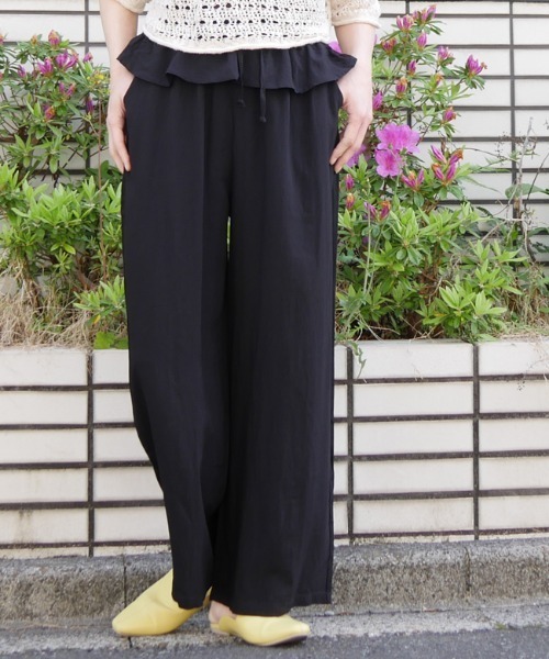 DISKEEN SURE(ディスキーンシュアー)の「360度可愛い!体型カバー効果抜群!ペプラムフリル ワイドパンツ(その他パンツ・レディース・ブラック/オフホワイト/グレイッシュベージュ/ブルー・FREE)」の14枚目の写真