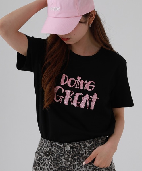 FUNALIVE(ファンアライブ)の「ABETTOR 特殊発砲ロゴプリント半袖Tシャツ(Tシャツ/カットソー・レディース・ピンク/ホワイト/ブラック・FREE)」の18枚目の写真