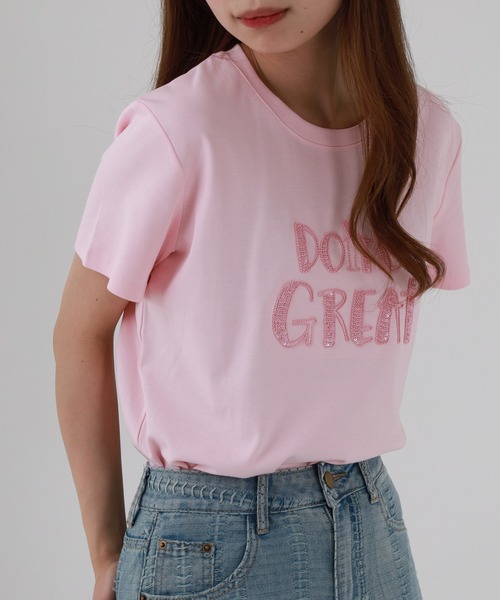 FUNALIVE(ファンアライブ)の「ABETTOR 特殊発砲ロゴプリント半袖Tシャツ(Tシャツ/カットソー・レディース・ピンク/ホワイト/ブラック・FREE)」の17枚目の写真