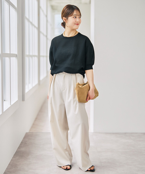 Spick & Span(スピックアンドスパン)の「《WEB限定 / 追加》シアーミラノリブパフスリーブプルオーバー(ニット/セーター・レディース・ブラック/キャメル/アイボリー・FREE)」の6枚目の写真