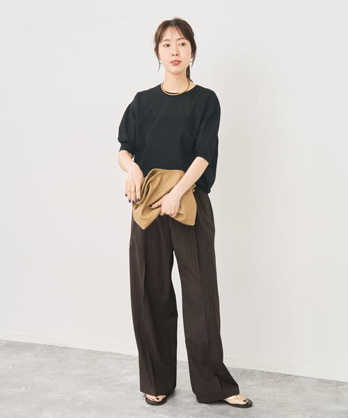 Spick & Span(スピックアンドスパン)の「《WEB限定 / 追加》シアーミラノリブパフスリーブプルオーバー(ニット/セーター・レディース・ブラック/キャメル/アイボリー・FREE)」の7枚目の写真