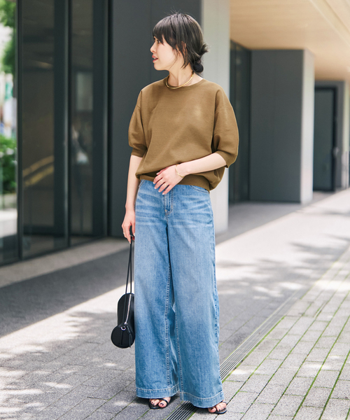 Spick & Span(スピックアンドスパン)の「《WEB限定 / 追加》シアーミラノリブパフスリーブプルオーバー(ニット/セーター・レディース・ブラック/キャメル/アイボリー・FREE)」の9枚目の写真