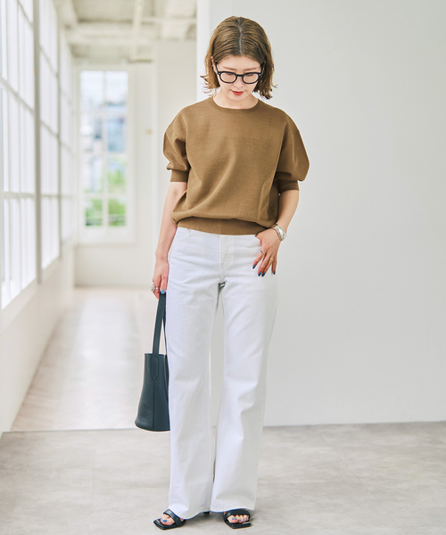 Spick & Span(スピックアンドスパン)の「《WEB限定 / 追加》シアーミラノリブパフスリーブプルオーバー(ニット/セーター・レディース・ブラック/キャメル/アイボリー・FREE)」の10枚目の写真