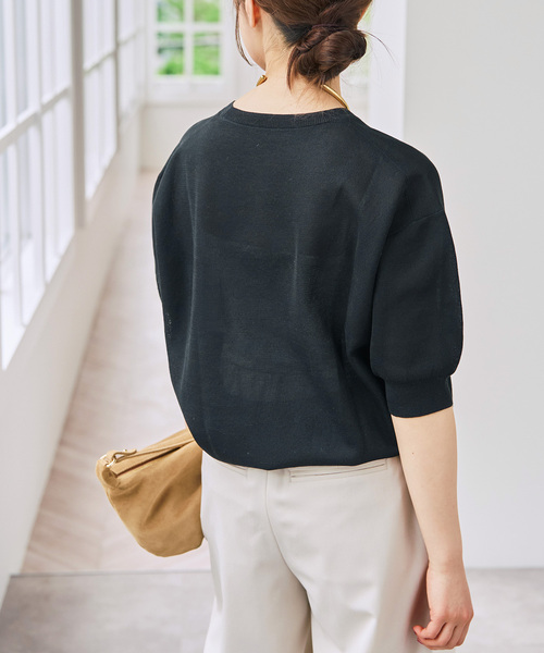 Spick & Span(スピックアンドスパン)の「《WEB限定 / 追加》シアーミラノリブパフスリーブプルオーバー(ニット/セーター・レディース・ブラック/キャメル/アイボリー・FREE)」の14枚目の写真