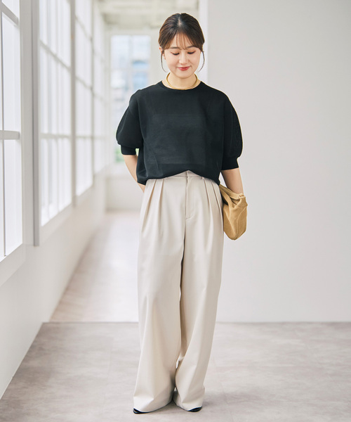 Spick & Span(スピックアンドスパン)の「《WEB限定 / 追加》シアーミラノリブパフスリーブプルオーバー(ニット/セーター・レディース・ブラック/キャメル/アイボリー・FREE)」の15枚目の写真